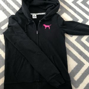 PINK Victoria’s Secret black zip up hoodie